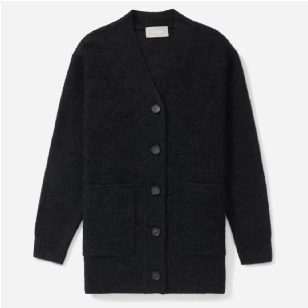 Everlane Oversized Alpaca Cardigan- Heathered Black